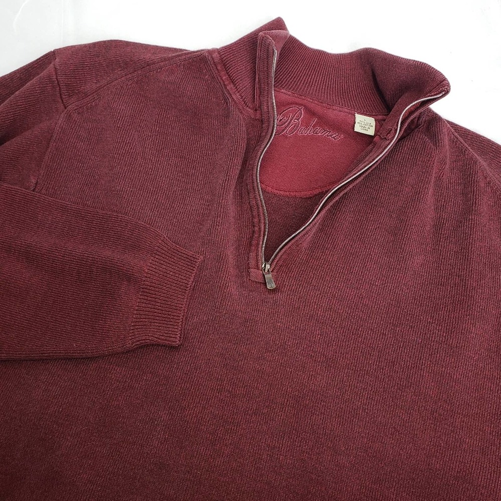 Tommy bahama silk cotton blend quarter zip pullover knit sweater red L